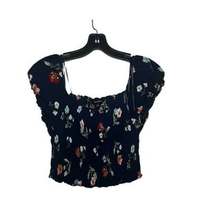 Women's Ambiance Blue Floral Crop Top Tank Top Size Large